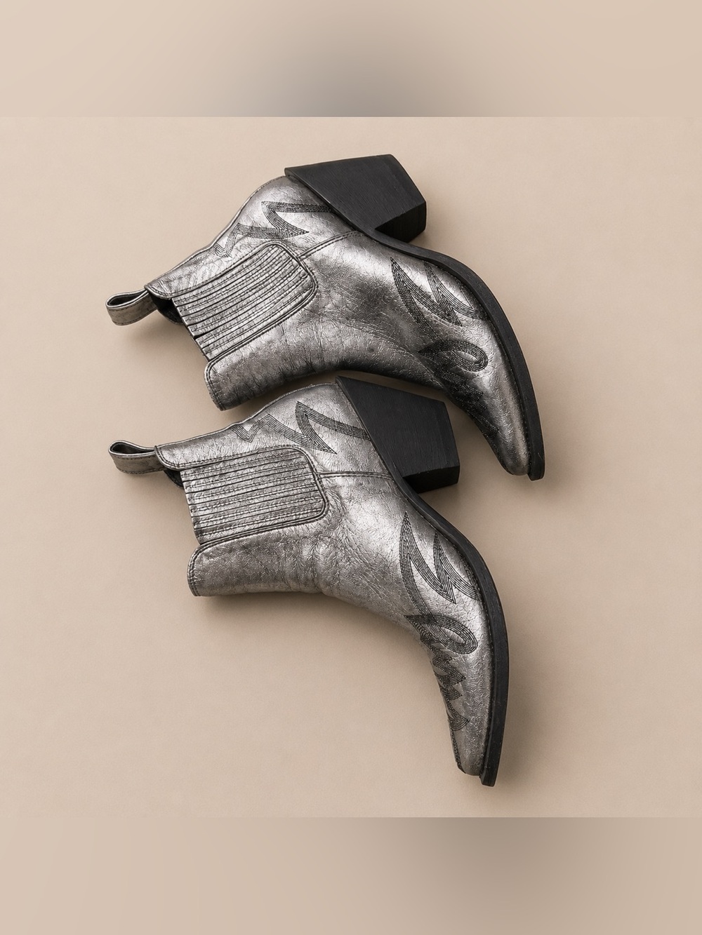 Old Gringo Kippee Collection Metallic Silver Western Ankle Boots 7B Made in MX - Picture 4 of 5